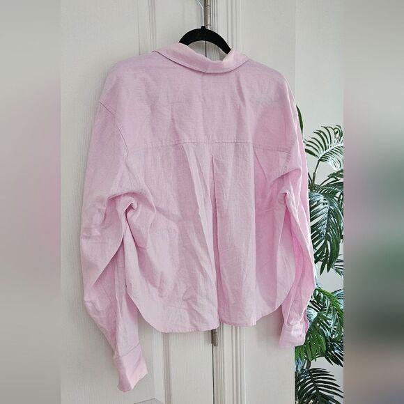 Reserved Linen Light Pink Button-Down Shirt - Picture 3 of 4